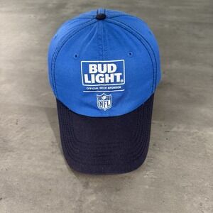 NFL Bud Light SnapBack Hat Blue Two Tone White Official Promo Cap‎ Low Profile